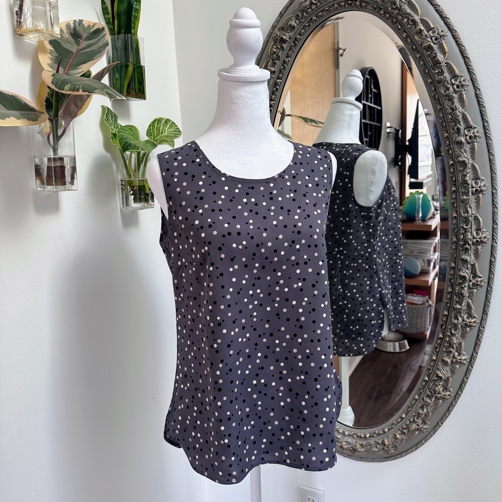 Anne Klein Polka Dot Sleeveless Blouse – Size XS